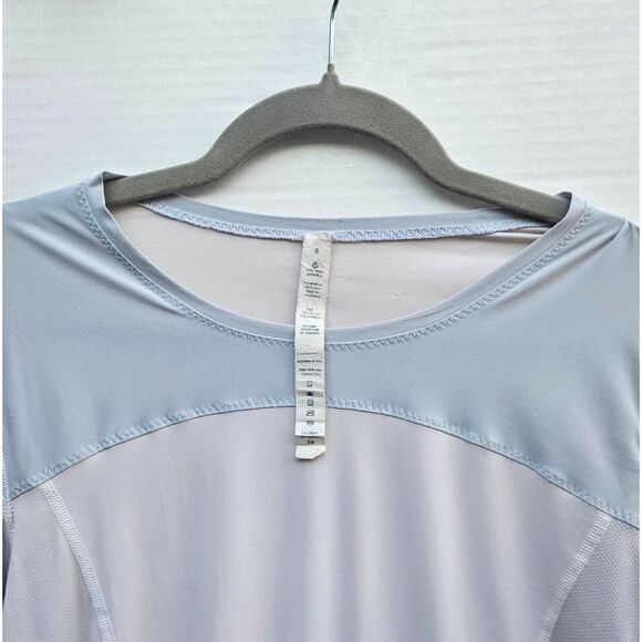 Lululemon Women’s Long Sleeve Top | Grey Blush Pink Size 8 Reflective Thumbholes - Picture 3 of 7